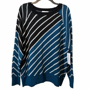 NWT Liz Claiborne Striped Blue and Black Sweater